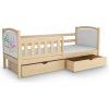 Detská posteľ so zábranou a šuflíkom Neos 90x200 - borovica
