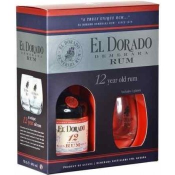 El Dorado Rum 12y 40% 0,7 l (dárčekové balenie 2 poháre)