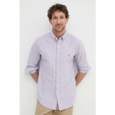 Polo Ralph Lauren pánska bavlnená košeľa regular s golierom button-down 710805562 fialová
