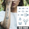 REBELULU Vodeodolná dočasné tetovanie tetovačka samolepka Symbols Arrows Wolf Fox Eye Goat Body Art Paže Dočasné Tatoo ženy