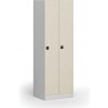 Kovová šatníková skrinka S1, 2-dverová, 1850 x 600 x 500 mm, zámok s čítačkou RFID kariet, laminované dvere, breza