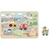 Tooky Toy Puzzle so zvukmi Dopravné prostriedky Pastel