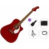 Fender Redondo Player Premium SET Candy Apple Red Elektroakustická gitara Dreadnought