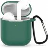 Techsuit - Silicone Case silikónové puzdro pre Apple AirPods 1 / AirPods 2 z hladkého ultratenkého materiálu – tmavozelené