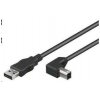 PremiumCord kábel USB 2.0 A-B propojovací 2m - zahnutý B konektor 90° (ku2ab2-90)
