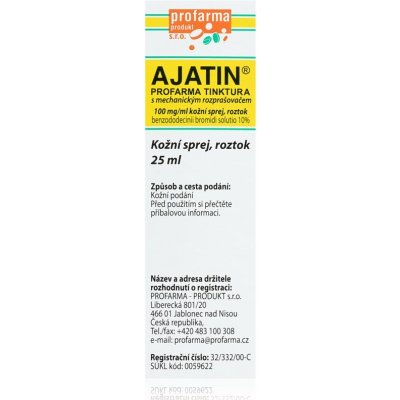Ajatin Ajatin Profarma tinktúra s mechanickým rozprašovačom 100mg/ml kožný sprej, roztok 25 ml