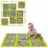 Mäkká podložka detské puzzle z penovej mapy mesta, ulice, autá 90x90 cm