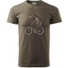 Medveď na bicykli - Klasické pánske tričko vyššej gramáže - 4XL ( Army )