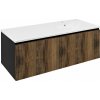 Sapho LOREA skrinka s umývadlom 121x46x51,5cm (30+90cm), pravá, dub collingwood/čierna matná LE090-1935-R-03