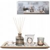 Svietnik / diffuser 36x14cmx1cm 5 dielov + dekorácie, drevo / sklo