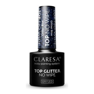 Gél lak CLARESA® Top No Wipe Glitter Blue 5ml