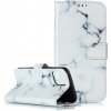Peňaženkové kožené puzdro DRAWING na Samsung Galaxy A22 5G - White Marble