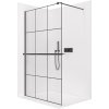 CERANO - Sprchová zástena Walk-in Onyx Round Ľ/P - 8 mm + polička/držiak na uteráky - guľatá vzpera - čierna matná, industriálne sklo - 110x200 cm