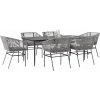 VidaXL 7-dielna záhradná súprava s poduškami, sivý polyratan, sklo
