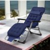 Záhradné lehátko so sivým rámom a vankúšom modrá