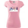 Panoráma lyžovania - Dámske tričko Pure - 2XL ( Ružová )