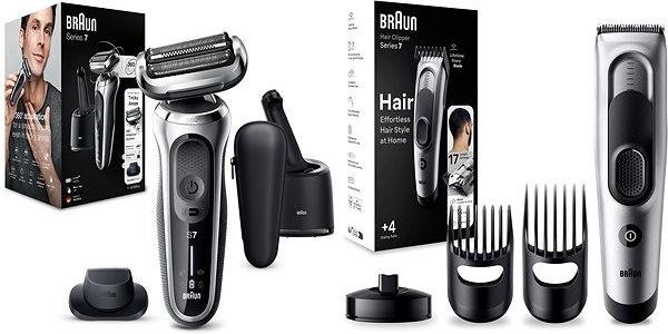 Braun Series 7 71-S7200cc Silver + Braun Series 7 HC7390