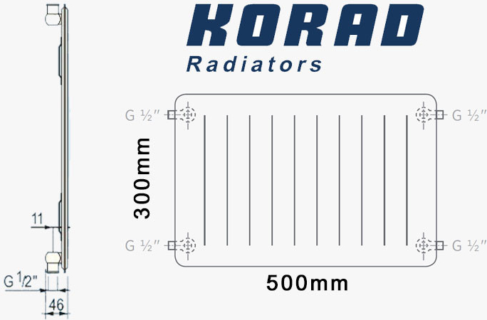 Korad Radiators 10K 300 x 500 mm