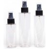 Plastová fľaša, priehľadná, čierny rozprašovač 100 ml