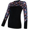SENSOR MERINO IMPRESS dámske tričko dl.rukáv čierna / floral Veľkosť: XL