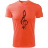 Husľový kľúč z nôt - Pánske tričko Fantasy športové - S ( Neónová oranžová )
