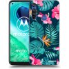 Picasee silikónový prehľadný obal pre Motorola Moto G8 - Pink Monstera