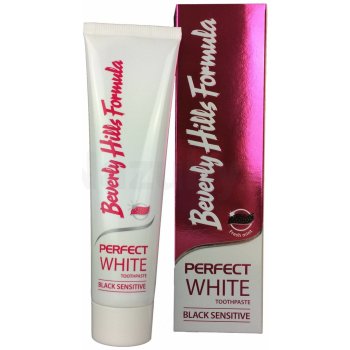 Beverly Hills Formula Perfect White Black Sensitive bieliaca zubná pasta s aktívnym uhlím pre citlivé zuby príchuť Fresh Mint 100 ml