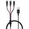 CONNECT IT Wirez 3v1, Kábel, USB 2.0 samec/USB-C, micro USB, APPLE Lightning, 1.2m, čierny (CCA-2051-BK)