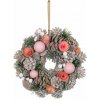 Veniec MagicHome Vianoce, závesný, ružovo-oranžový, 25 cm