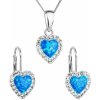Súprava šperkov so syntetickým opálom a kryštálmi Swarovski náušnice a prívesok modré srdce 39161.1