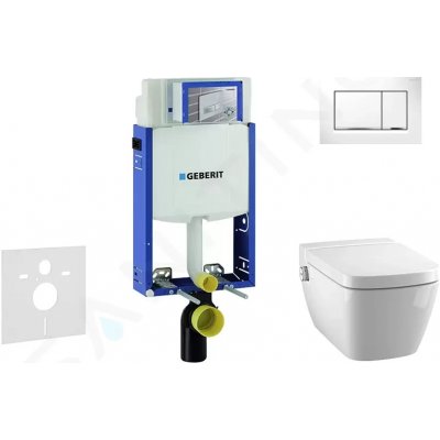 GEBERIT - Kombifix Modul na závesné WC s tlačidlom Sigma30, biela/lesklý chróm + Tece One - sprchovacia toaleta a doska, Rimless, SoftClose 110.302.00.5 NT5
