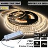LEDprodukt 20m PROFI LED pásik 70LED/m SMD2835 prúd. driver neutrálna b. 4,8W/m IP20 24V KOMPLETNÁ SADA
