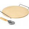 Pizza kameň s nožom a rukoväťou vyrobený z cordieritu 33 cm