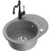 MEXEN/S MEXEN/S - Kevin granitový drez 1-miska s odkvapkávačom vrátane batérie Carla, šedá 6517-71-670700-70