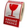 Labelea Samolepiace etikety 80x120 mm KREHKÉ / FRAGILE, na zásielky, 500 etikiet na rolke EKZ080120KRESK