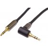 PremiumCord HQ tienený kábel stereo Jack 3.5mm - Jack 3.5mm zahnutý 90 ° 1,5 m kjqmm015-90