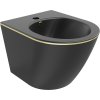 Mexen Lena, závesný bidet 480x370x325 mm, čierna matná - zlatý okraj, 35224875