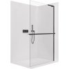 CERANO - Sprchová zástena Walk-in Onyx L-pravá vzpera - 8 mm + polička / držiak na uteráky - čierna matná, transparentné sklo - 140x200 cm