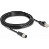 Delock - Síťový kabel - 8kolíkový M12 (M) do RJ-45 (M) - 5 m - 6 mm - S/FTP - CAT 5e - A-kódované, provedení bez hrbolků, bootovaný - černá