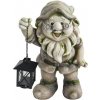 Dekoracia Gecco 8042, Trpaslík s lampášikom, magnesia, 36 cm