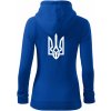 Ukrajina trojzubec veľký mikina dámska trendy zipper s kapucňou Kráľovská modrá