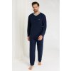 Pánske froté pyžamo Charles modré dlhé