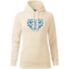 Folklórna mikina dámska s výšivkou IKA modrá, s kapucňou Farba: 21-mandľová, Veľkosť: S