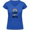 Dámske Dúhové V Tričko - Nápis - Love Always Wins - Royal Blue - XXL - Dámske