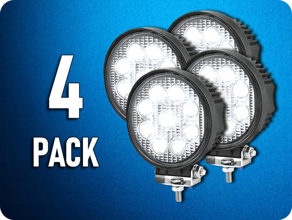 TruckLED LED Epistar pracovné svetlo, 27W, okrúhle 2200 lm, 12/24V, IP67/4-PACK! [L0076]