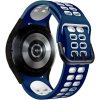 eses Silikónový dvojradový dierkovaný remienok pre Samsung Galaxy Watch 4, 5, 6, 7 - Tmavo modro biely, 20 mm