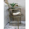 Chic Antique Mosadzný antik kovový okrúhly odkladací stolík Hilla - 59*40*50 cm - Chic Antique