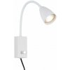 Rabalux 6720 nástenná lampa Mika 1x25W | GU10 | IP20 - biela, vypínač na tele