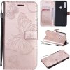 Peňaženkové puzdro Pressed Printing Butterfly Pattern na Huawei P Smart Z -Rose Gold