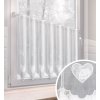 Vitrážková záclonová látka Srdce v. 60 cm - Biela